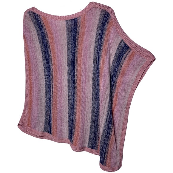 Anthropologie Moth | Multicolored Zola Striped Lightweight Knit Poncho, M/L - Picture 3 of 8